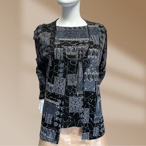 Chico's Women's 2 Piece Set Tank & Jacket Sparkling Shades of Blue Size 2 Large